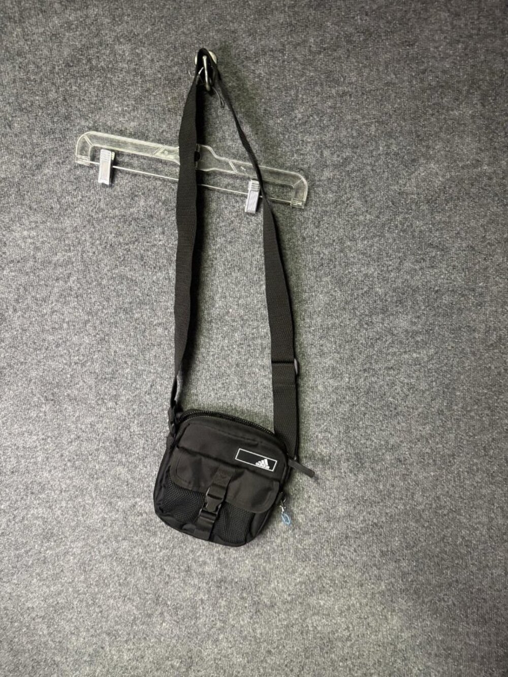 Adidas Crossbody Bag Mens Black Mini Canvas Adjustable Strap Sports Travel Logo